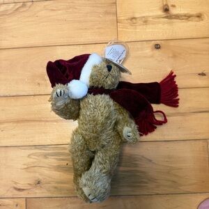 Ty Brown Teddy Bear with Red Santa Hat and Scarf
